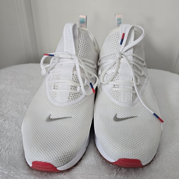 Nike Air Max 90 EZ Men's White/Metallic Silver Sneakers w/ Red & Blue Bottom - Picture 2 of 10